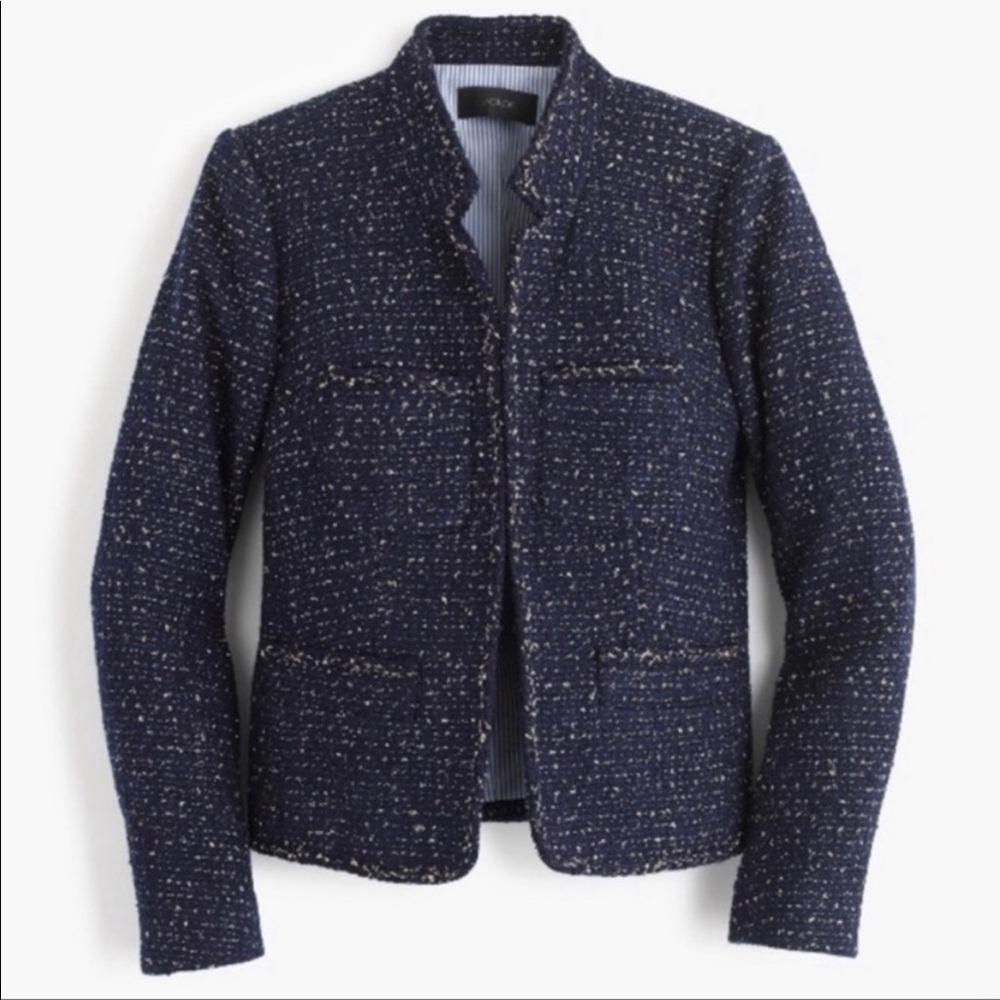 J. Crew Metallic Blue Tweed Wool Blend Blazer